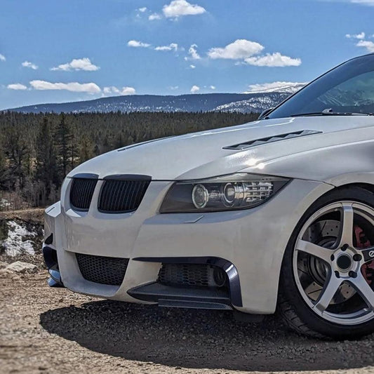 Gloss Black Front Canards for BMW E90 3 Series Pre-LCI 05-08 - Carbon Factory
