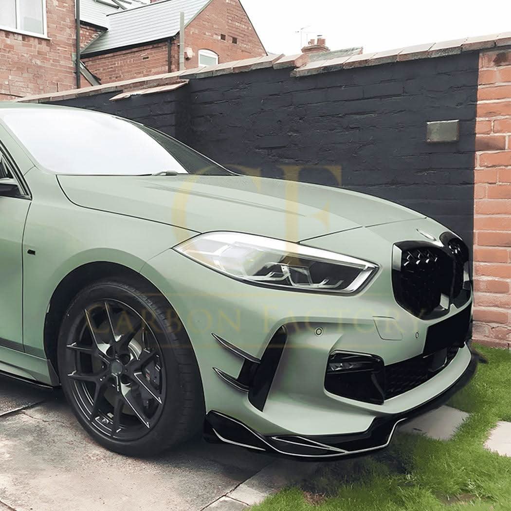 Gloss Black Front Canards for BMW F40 1 Series 19-24 - Carbon Factory