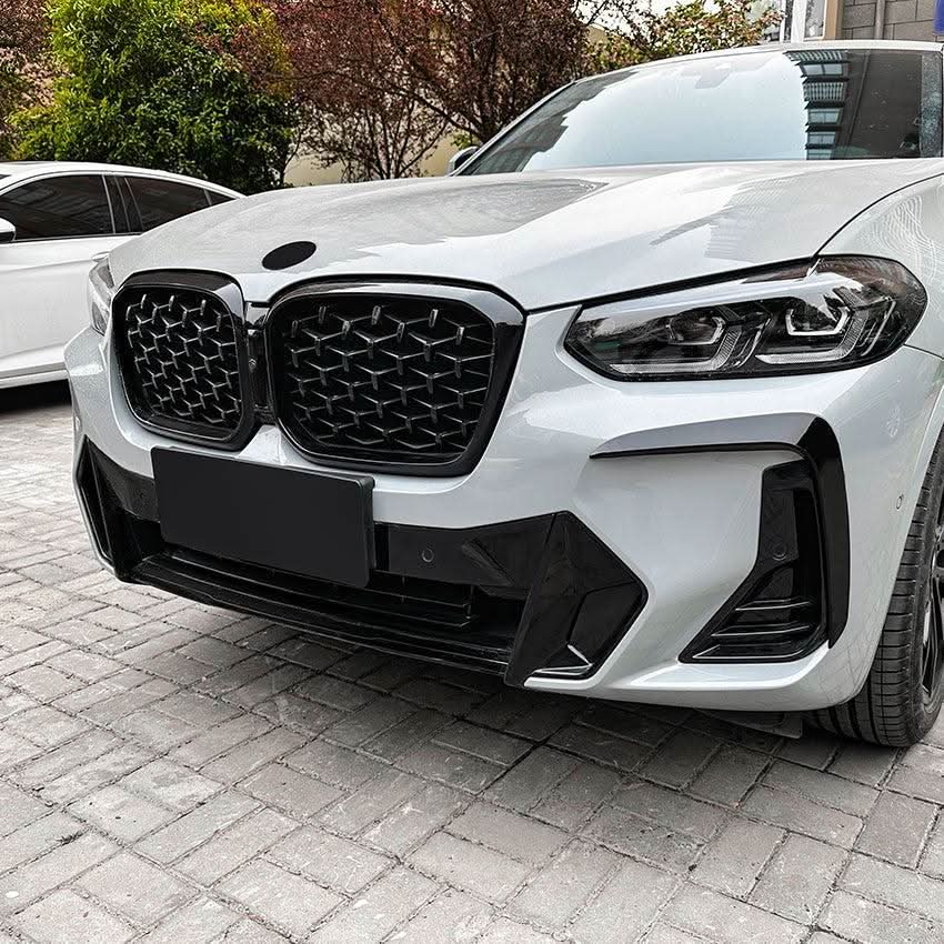 Gloss Black Front Canards for BMW G01 X3 G02 X4 LCI 22-24 - Carbon Factory