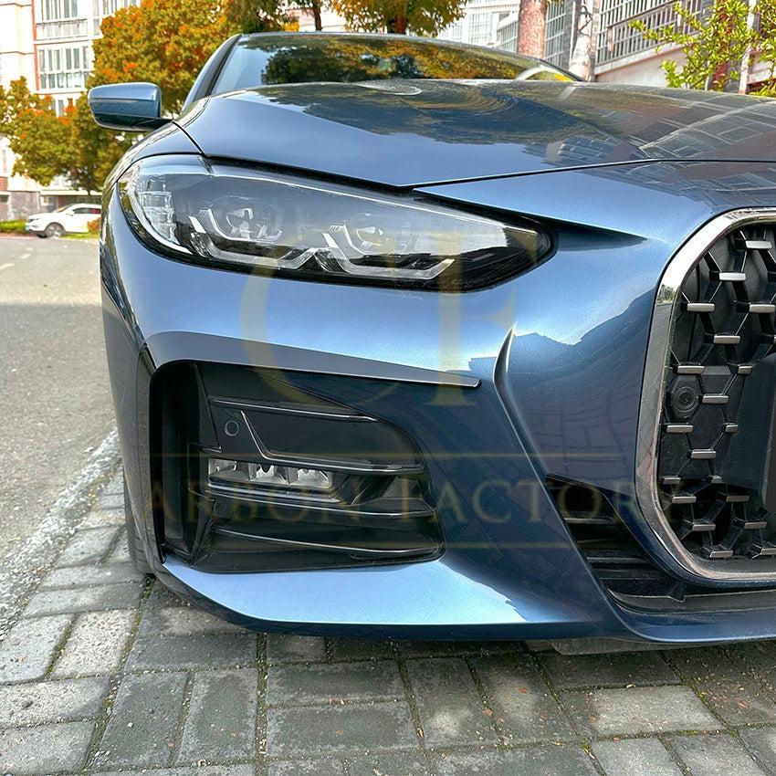Gloss Black Front Canards for BMW G22 G23 4 Series 20-Present - Carbon Factory