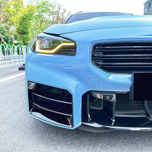 Gloss Black Front Side Grilles for BMW G87 M2 23-Present - Carbon Factory