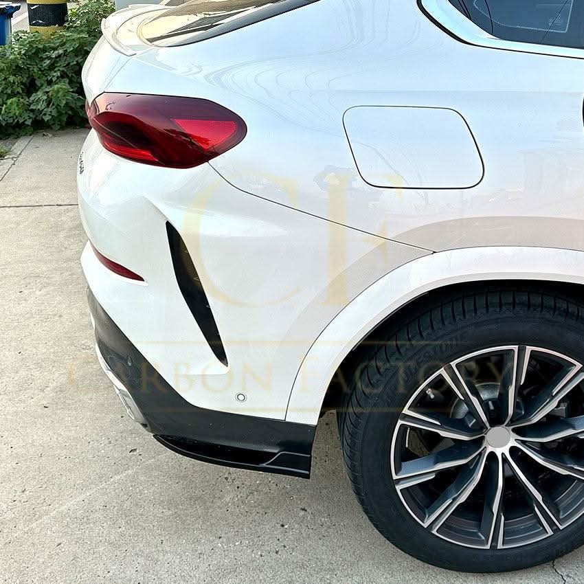 Gloss Black Rear Bumper Spats for BMW G06 X6 Pre-LCI 19-22 - Carbon Factory