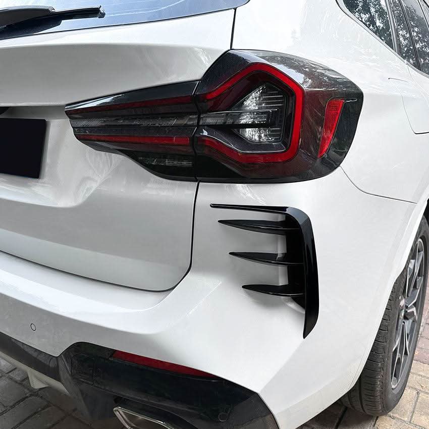 Gloss Black Rear Bumper Trims 2 for BMW G01 X3 LCI 22-24 - Carbon Factory