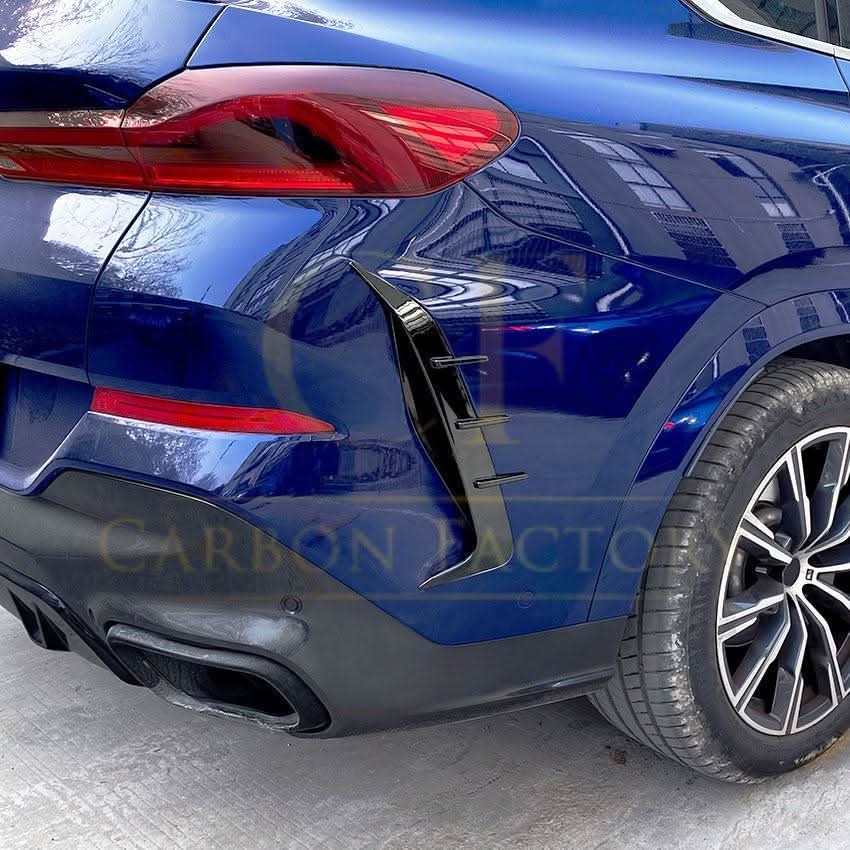 Gloss Black Rear Bumper Trims for BMW G06 X6 Pre-LCI 19-22 - Carbon Factory