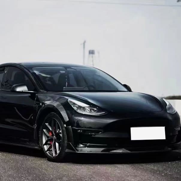 Gloss Black Wheel Fender Arches for Tesla Model 3 19-23 - Carbon Factory