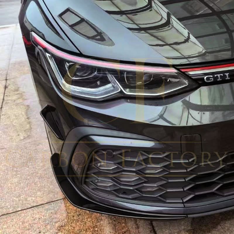 RZ Style Gloss Black Front Bumper Trims for VW Golf MK8 GTI / R-LINE 21-23 - Carbon Factory