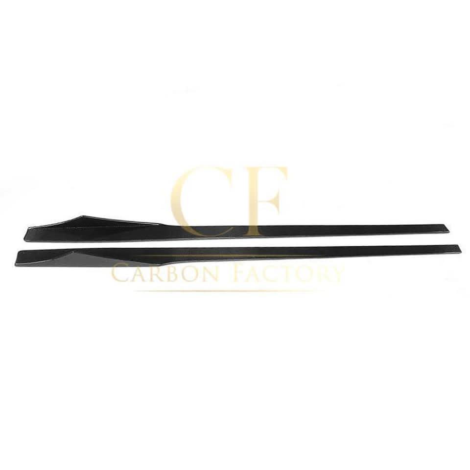 Gloss black MTC style side skirts for BMW F22 2 Series and F87 M2, featuring sleek aerodynamic design.