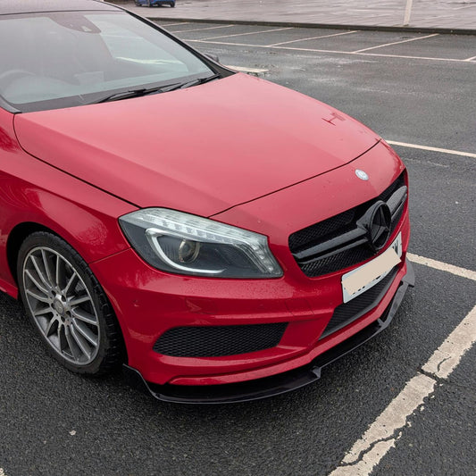 AMG Style Gloss Black Front Splitter for Mercedes Benz W176 A Class 13-15 - Carbon Factory