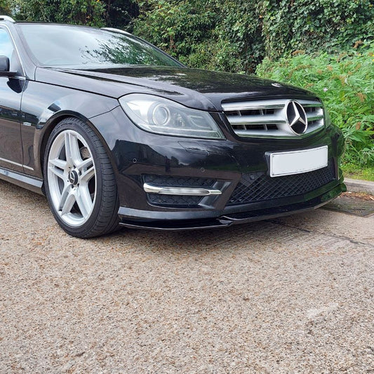 AMG Style Gloss Black Front Splitter for Mercedes Benz W204 C Class 08-14 - Carbon Factory