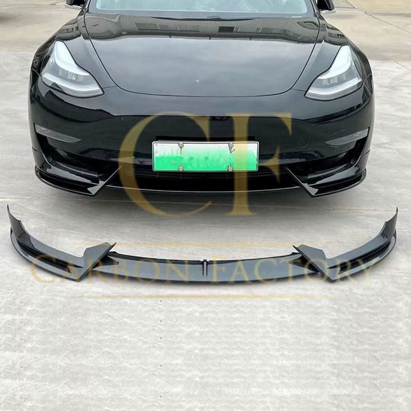 CF Style Gloss Black Front Splitter for Tesla Model 3 16-23 - Carbon Factory