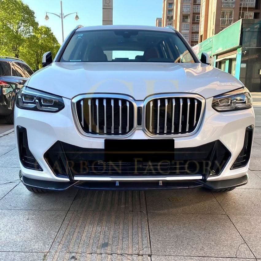 CS Style Gloss Black Front Splitter for BMW G01 X3 IX3 G02 X4 LCI 22-24 - Carbon Factory