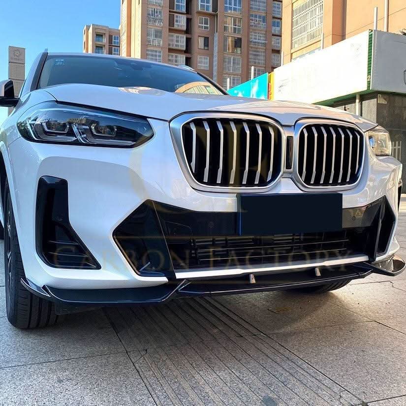 CS Style Gloss Black Front Splitter for BMW G01 X3 IX3 G02 X4 LCI 22-24 - Carbon Factory