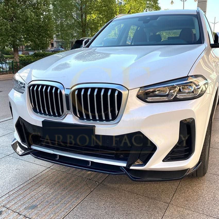 CS Style Gloss Black Front Splitter for BMW G01 X3 IX3 G02 X4 LCI 22-24 - Carbon Factory
