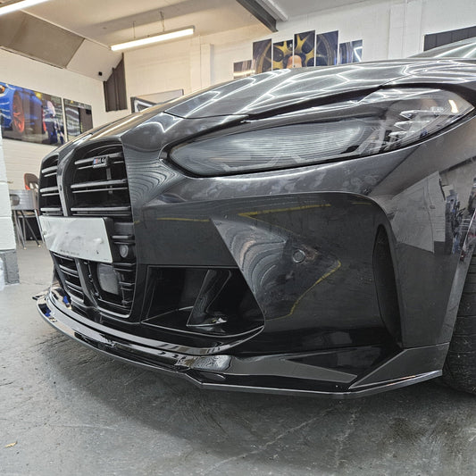 MP Style Gloss Black Front Splitter 3 Pieces for BMW G80 M3 G82 G83 M4 21-Present - Carbon Factory