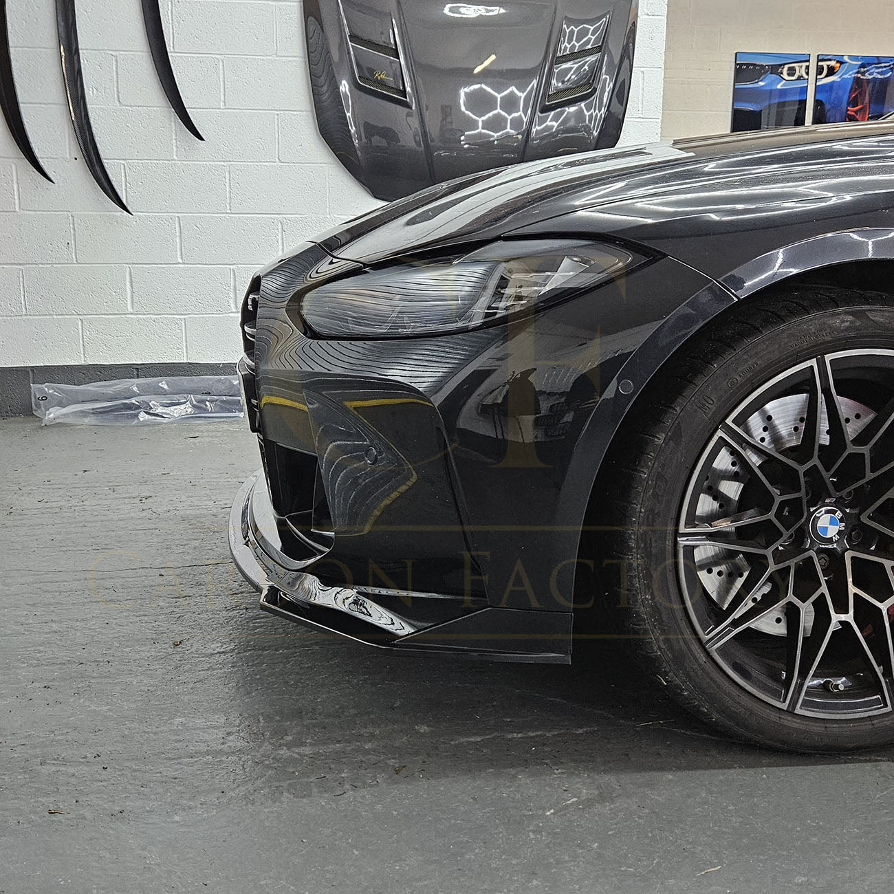 MP Style Gloss Black Front Splitter 3 Pieces for BMW G80 M3 G82 G83 M4 21-Present - Carbon Factory