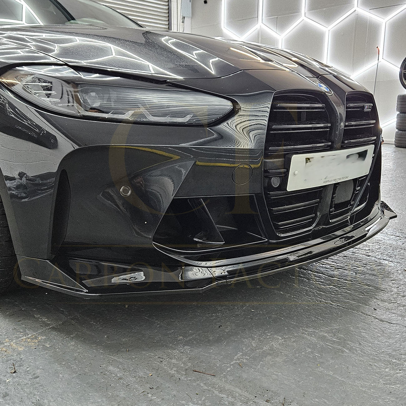 MP Style Gloss Black Front Splitter 3 Pieces for BMW G80 M3 G82 G83 M4 21-Present - Carbon Factory