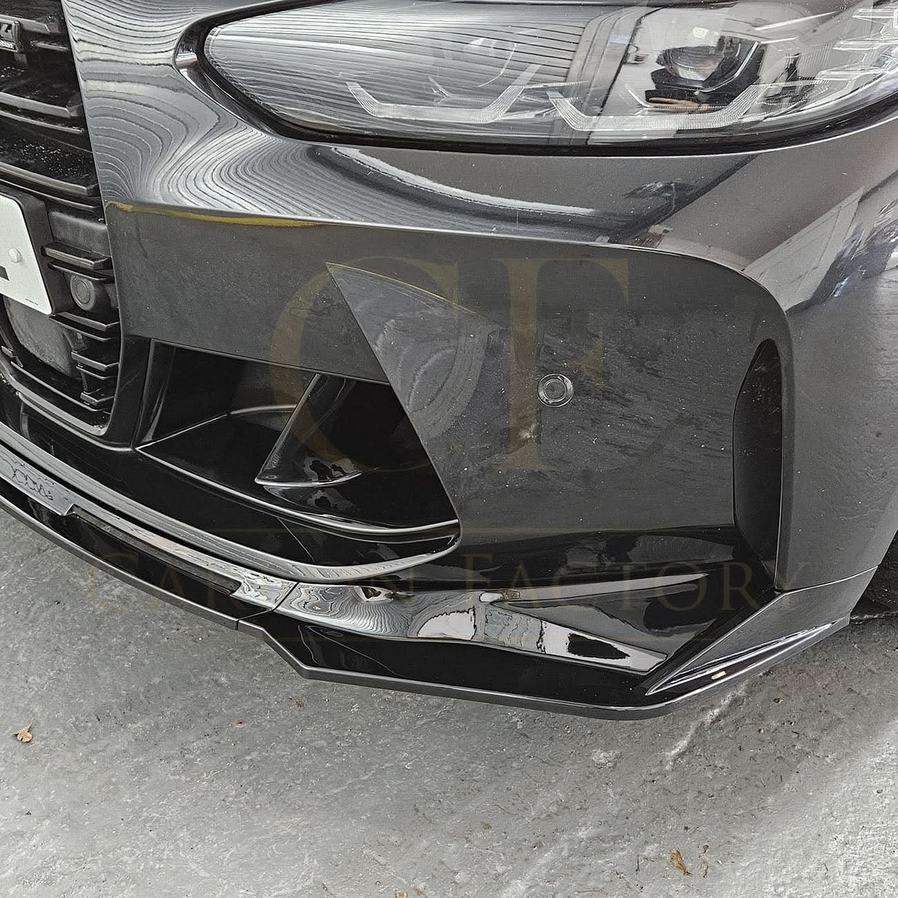 MP Style Gloss Black Front Splitter 3 Pieces for BMW G80 M3 G82 G83 M4 21-Present - Carbon Factory