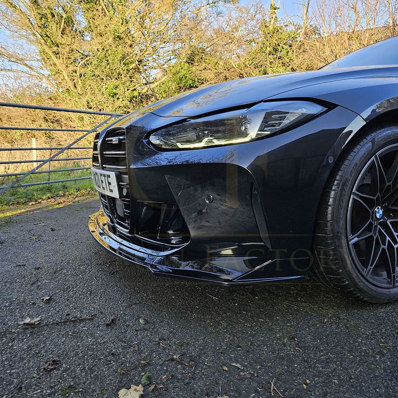 MP Style Gloss Black Front Splitter 3 Pieces for BMW G80 M3 G82 G83 M4 21-Present - Carbon Factory
