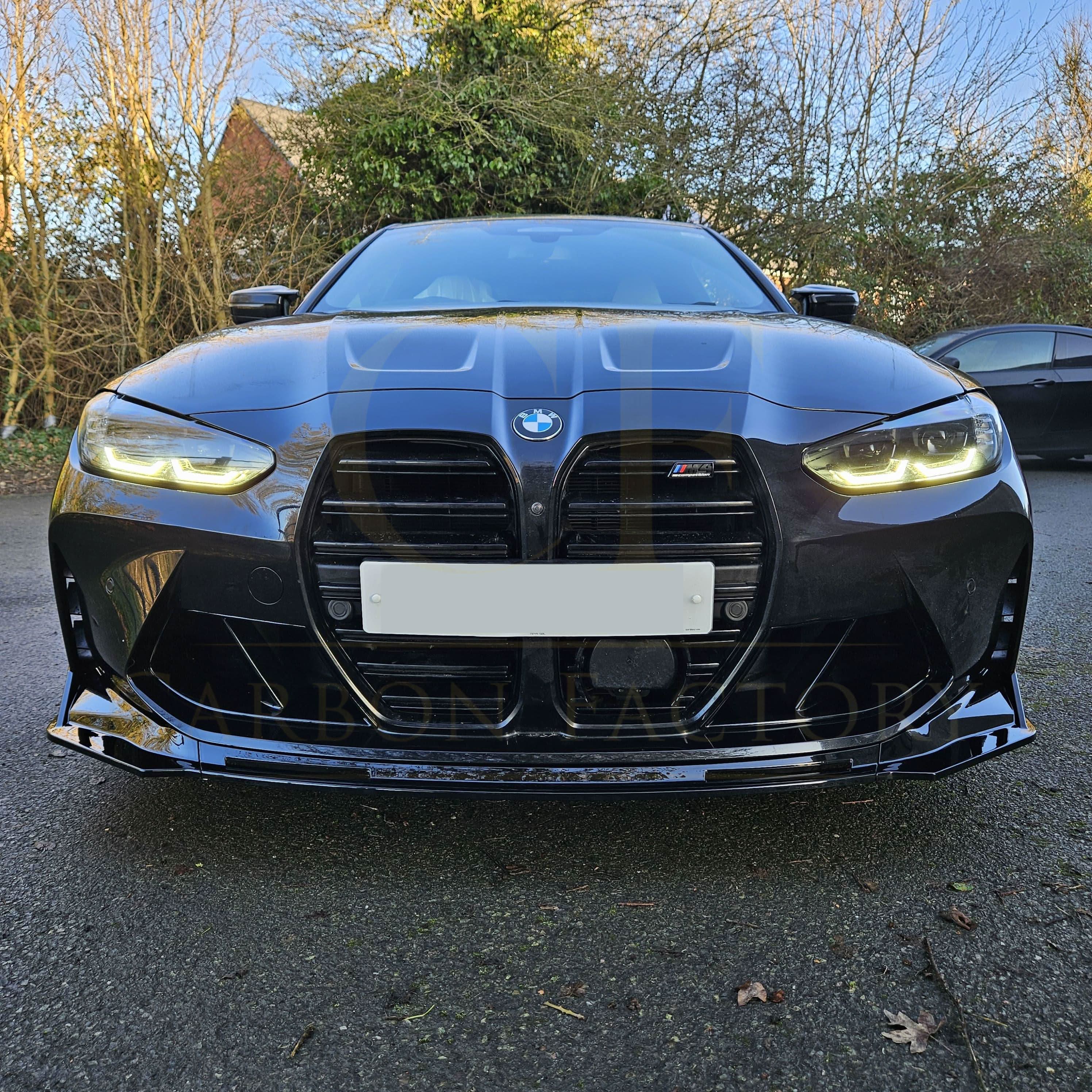 MP Style Gloss Black Front Splitter 3 Pieces for BMW G80 M3 G82 G83 M4 21-Present - Carbon Factory