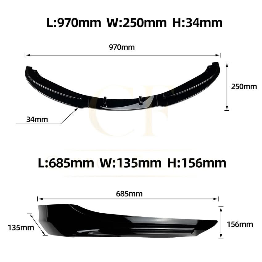 MP Style Gloss Black Front Splitter for BMW E90 E91 3 Series LCI Standard model 09-13 - Carbon Factory