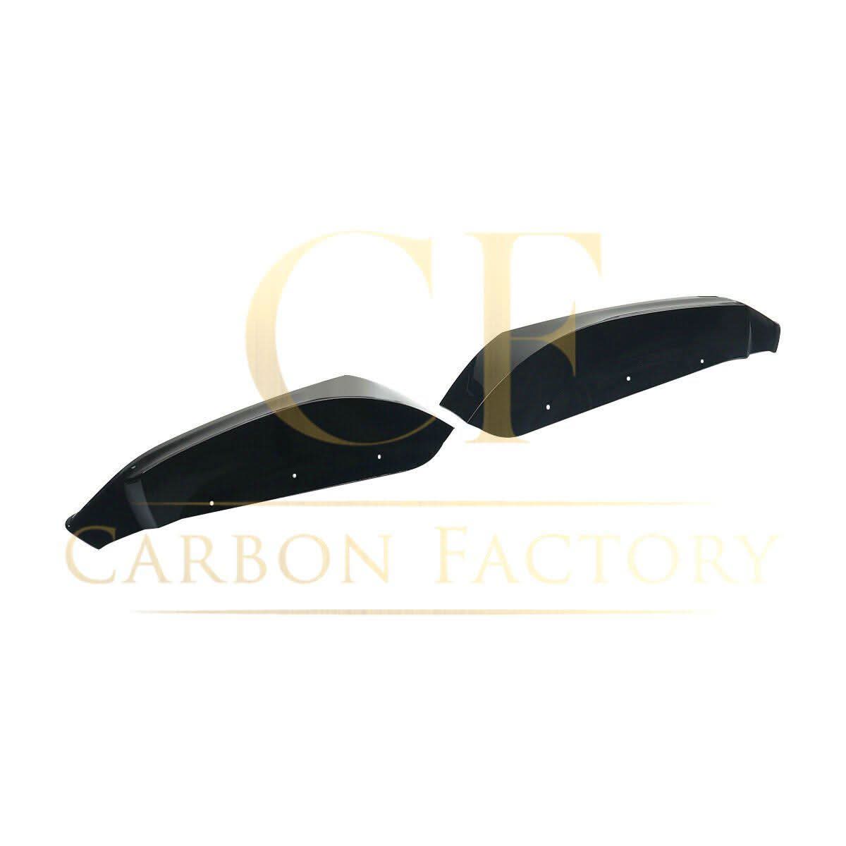 Gloss black MP Style front splitter for BMW F20 F21 1 Series LCI 2015-2019, shown mounted on the vehicle's front bumper.