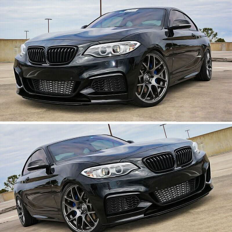 MP Style Gloss Black Front Splitter for BMW F22 2 Series M Sport 14-Present - Carbon Factory