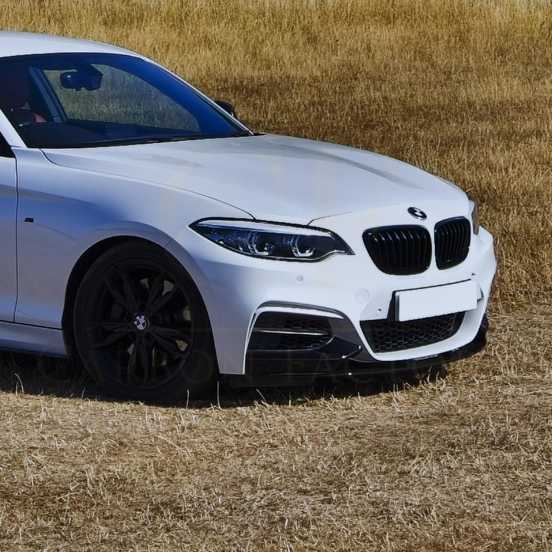 MP Style Gloss Black Front Splitter for BMW F22 2 Series M Sport 14-Present - Carbon Factory