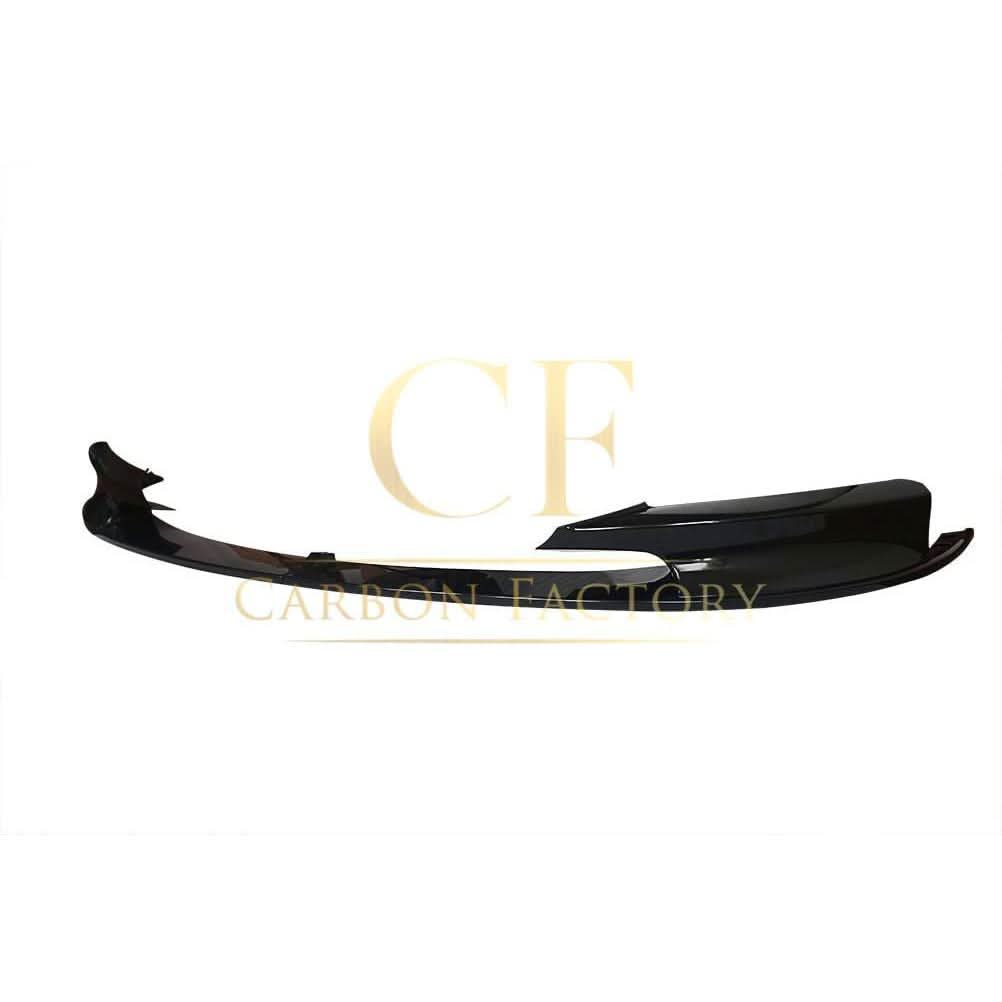 Gloss black front splitter for BMW F30 F31 3 Series M Sport, made by MP Style, installed on the vehicle's lower front bumper.