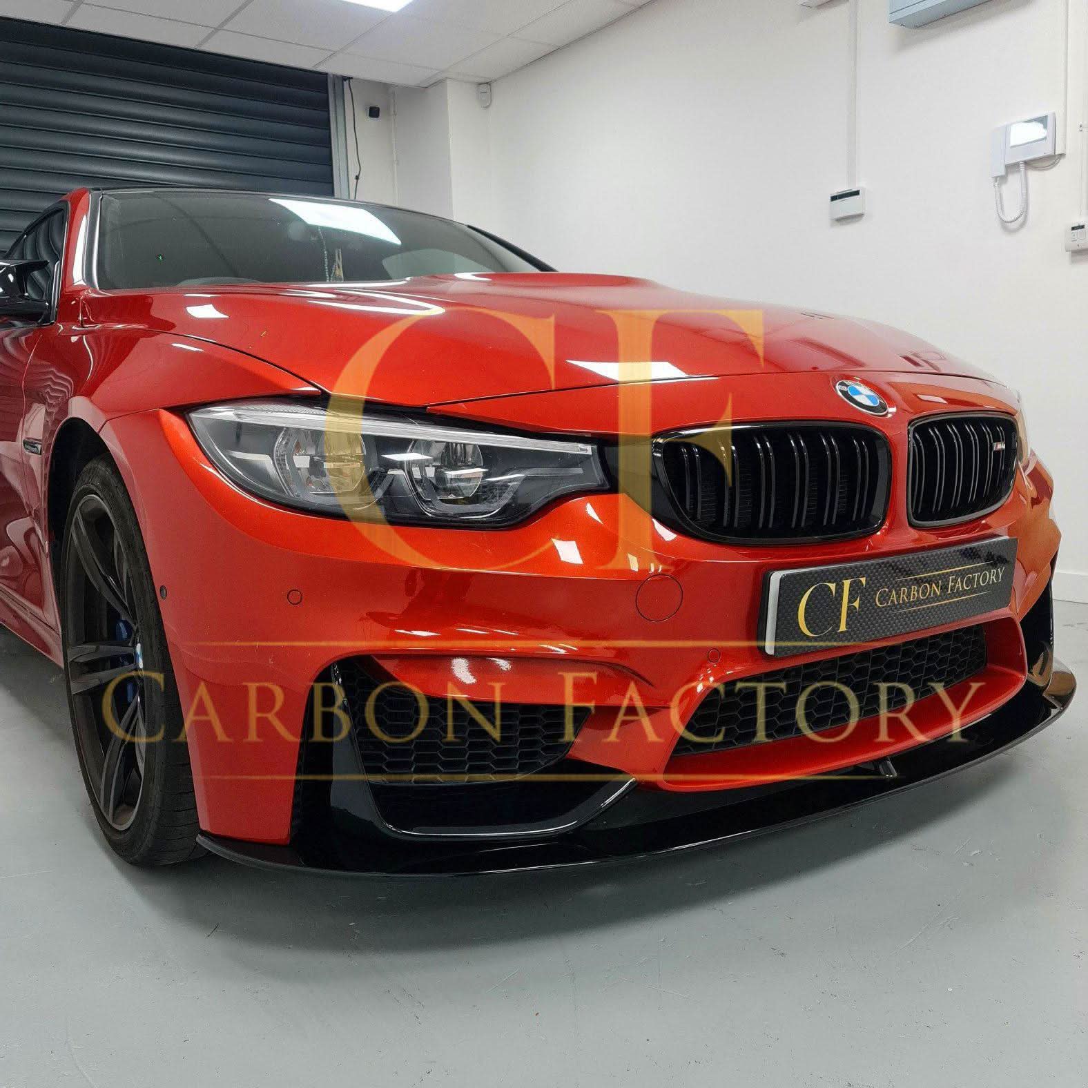 Gloss Black MP Style front splitter for BMW F80 M3 and F82 F83 M4 models, featuring aerodynamic design and automotive finish.