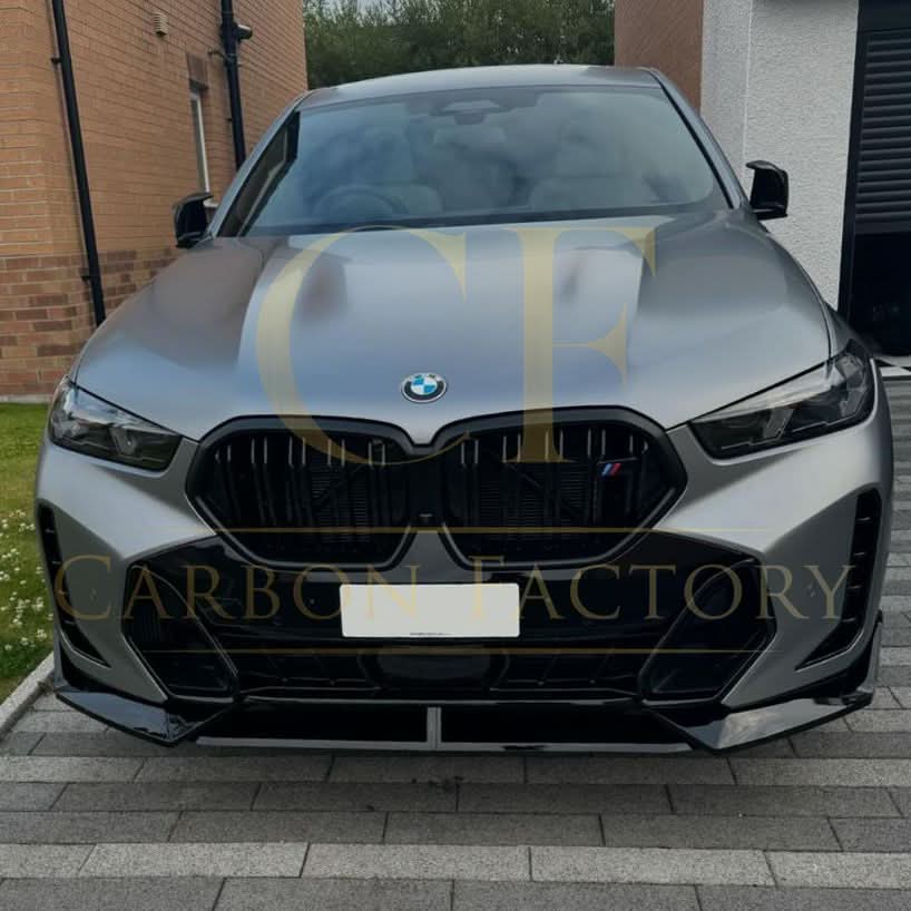 For 2024-25 BMW X6 G06 M Sport LCI MP Style Gloss Black Front Bumper Lip Spoiler