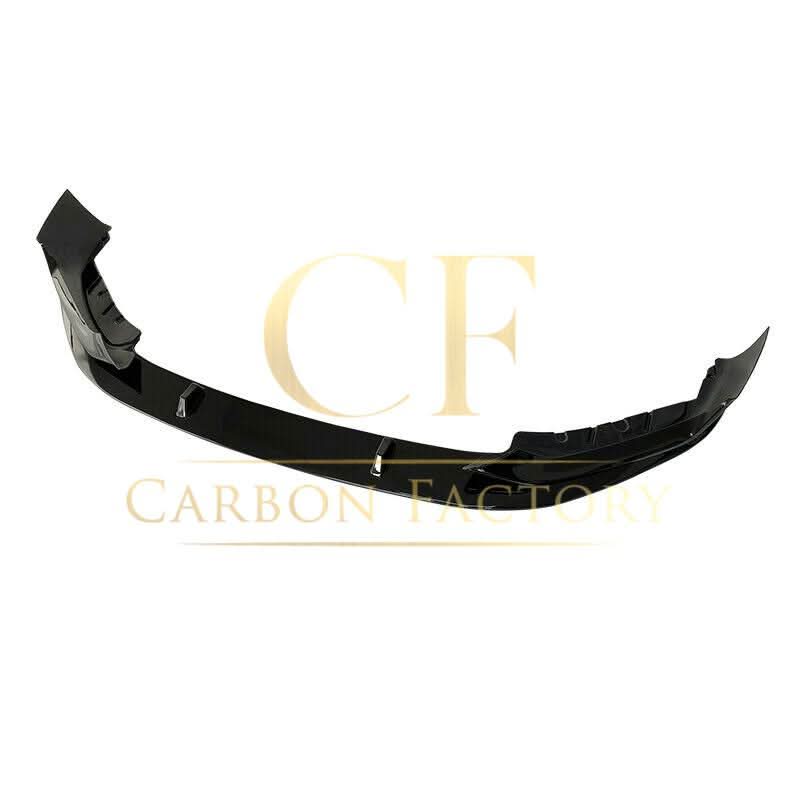 Gloss black MP Style front splitter for BMW G30 G31 5 Series LCI 21-24, showing the aerodynamic design and mounting points.