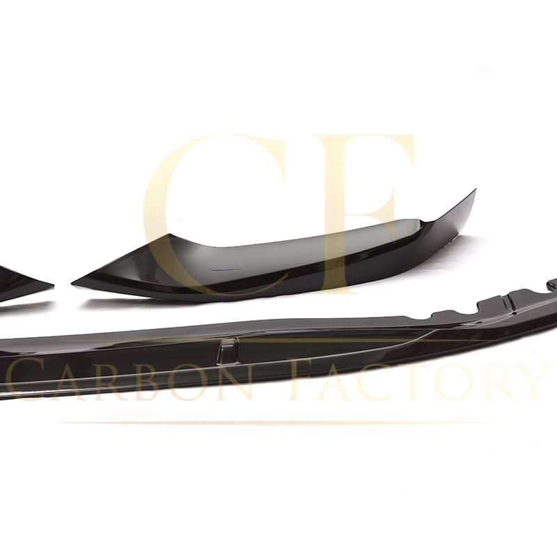 Gloss black front splitter for BMW G30 G31 5 Series Pre-LCI 2017-2020, designed to enhance aerodynamics and style.