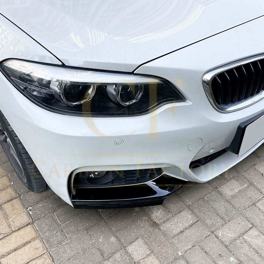 MP Style Gloss Black Front Splitter Upper Pieces for BMW F22 F23 2 Series 14-20 - Carbon Factory