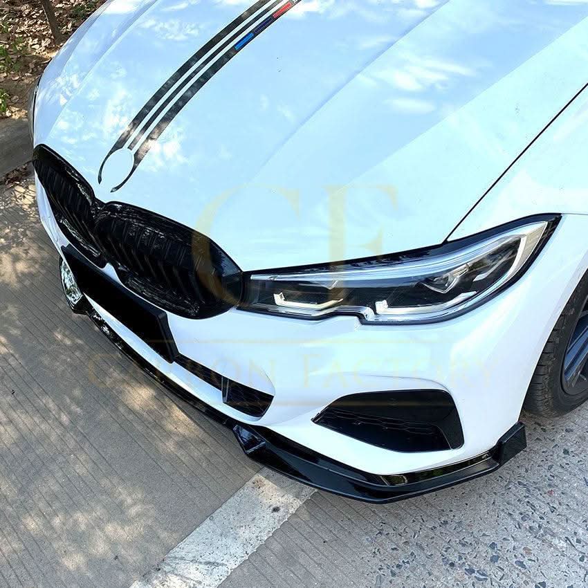 MP3 Style Gloss Black Front Splitter for BMW 3 Series G20 G21 Pre-LCI 19-22 - Carbon Factory