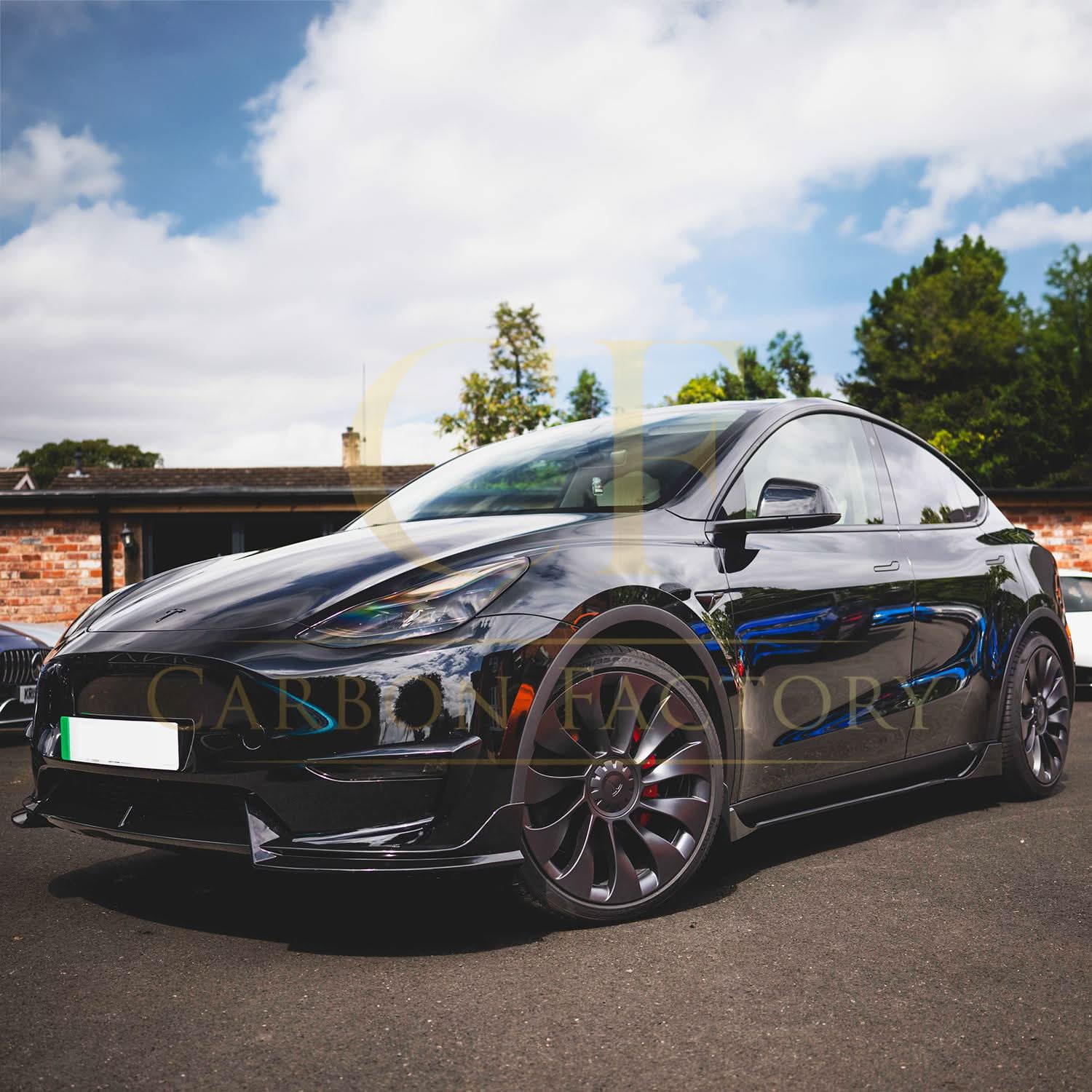TR Style Gloss Black Front Splitter for Tesla Model Y 19-24 - Carbon Factory