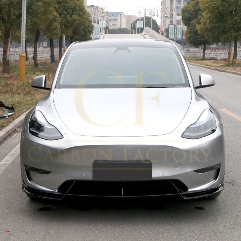TR Style Gloss Black Front Splitter for Tesla Model Y 19-24 - Carbon Factory