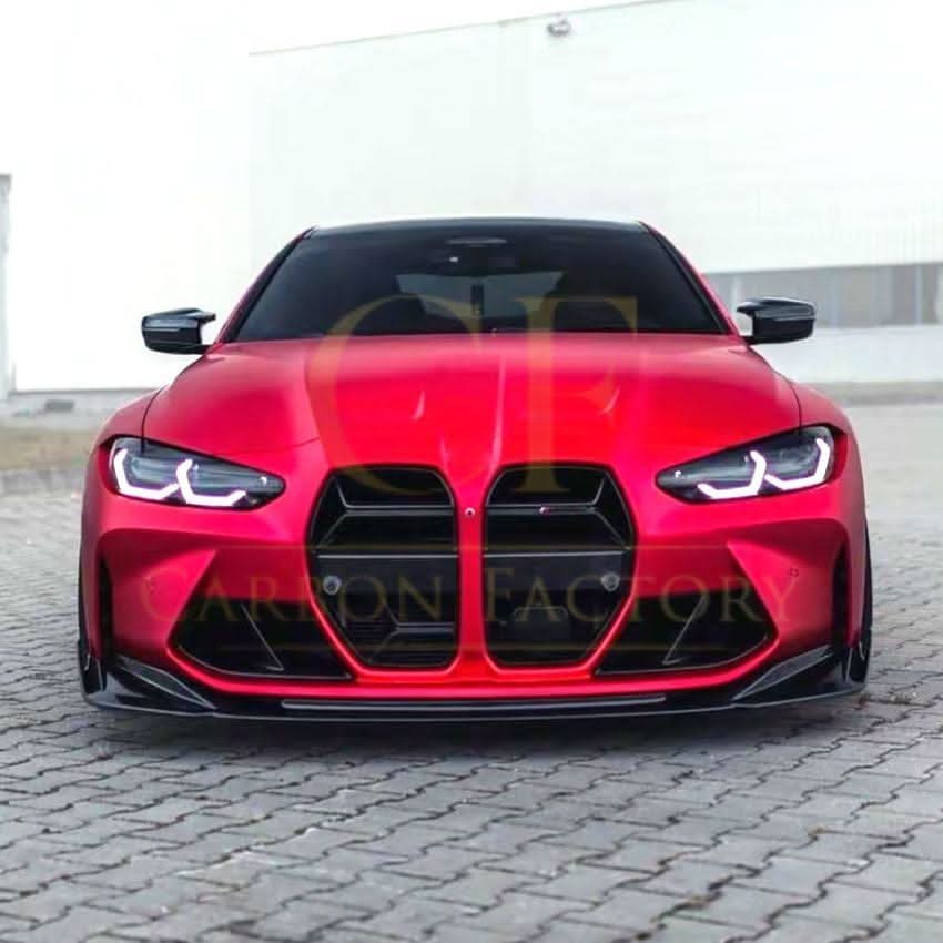 V Style Gloss Black Front Splitter 3 Pieces for BMW G80 M3 G82 G83 M4 21-Present - Carbon Factory