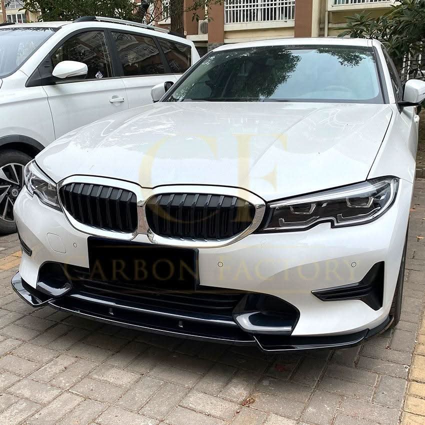 V Style Gloss Black Front Splitter for BMW 3 Series G20 G21 Pre-LCI 19-22 - Carbon Factory