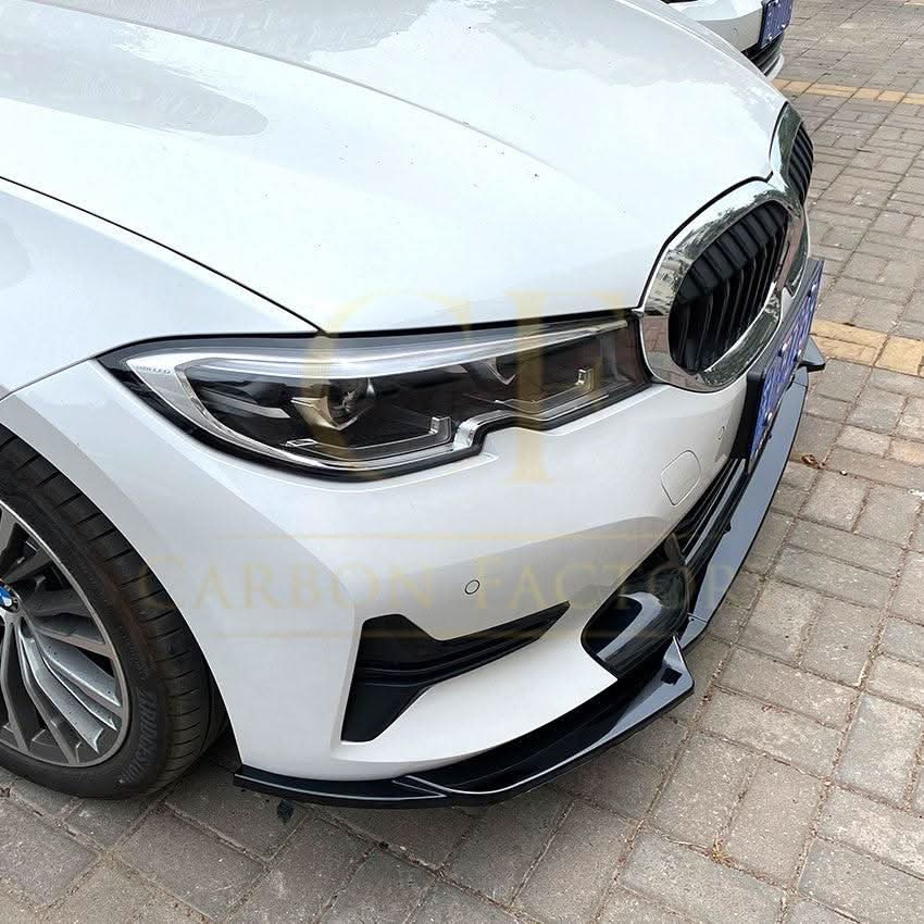 V Style Gloss Black Front Splitter for BMW 3 Series G20 G21 Pre-LCI 19-22 - Carbon Factory