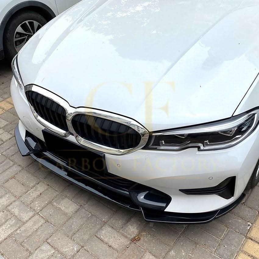 V Style Gloss Black Front Splitter for BMW 3 Series G20 G21 Pre-LCI 19-22 - Carbon Factory
