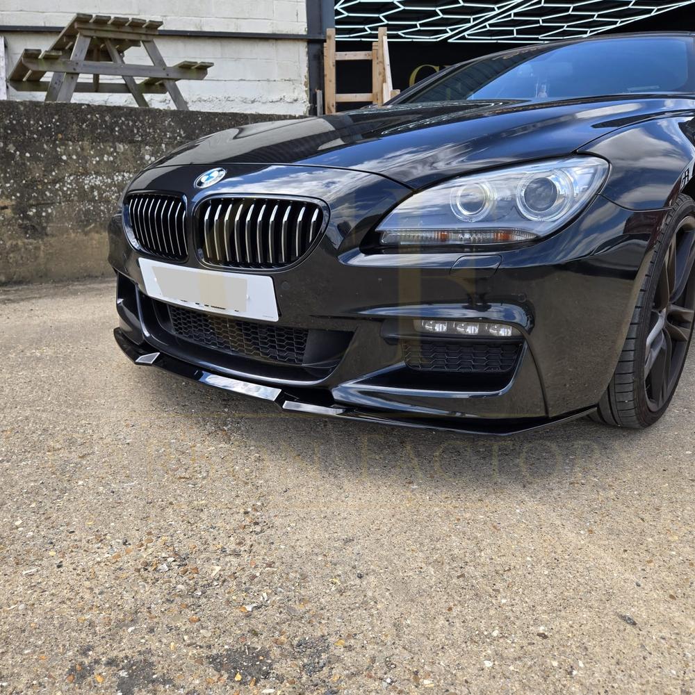 V Style Gloss Black Front Splitter for BMW 6 Series F06 F12 F13 M Sport 11-18 - Carbon Factory