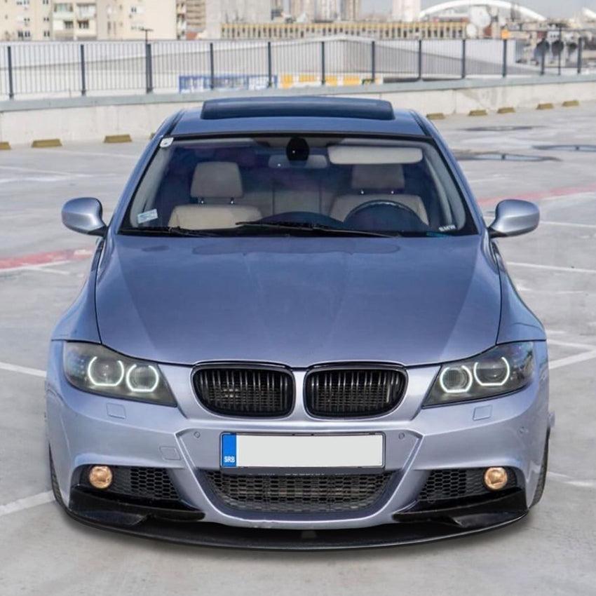 V Style Gloss Black Front Splitter for BMW E90 3 Series LCI 09-12 - Carbon Factory