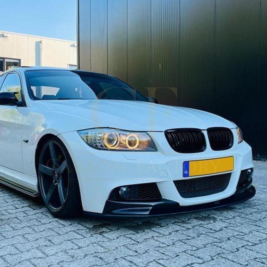 V Style Gloss Black Front Splitter for BMW E90 3 Series LCI 09-12 - Carbon Factory