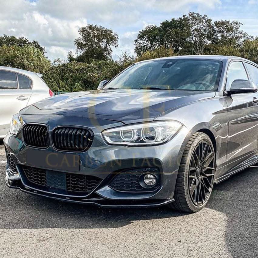 V Style Gloss Black Front Splitter for BMW F20 F21 1 Series LCI M Sport 15-19 - Carbon Factory