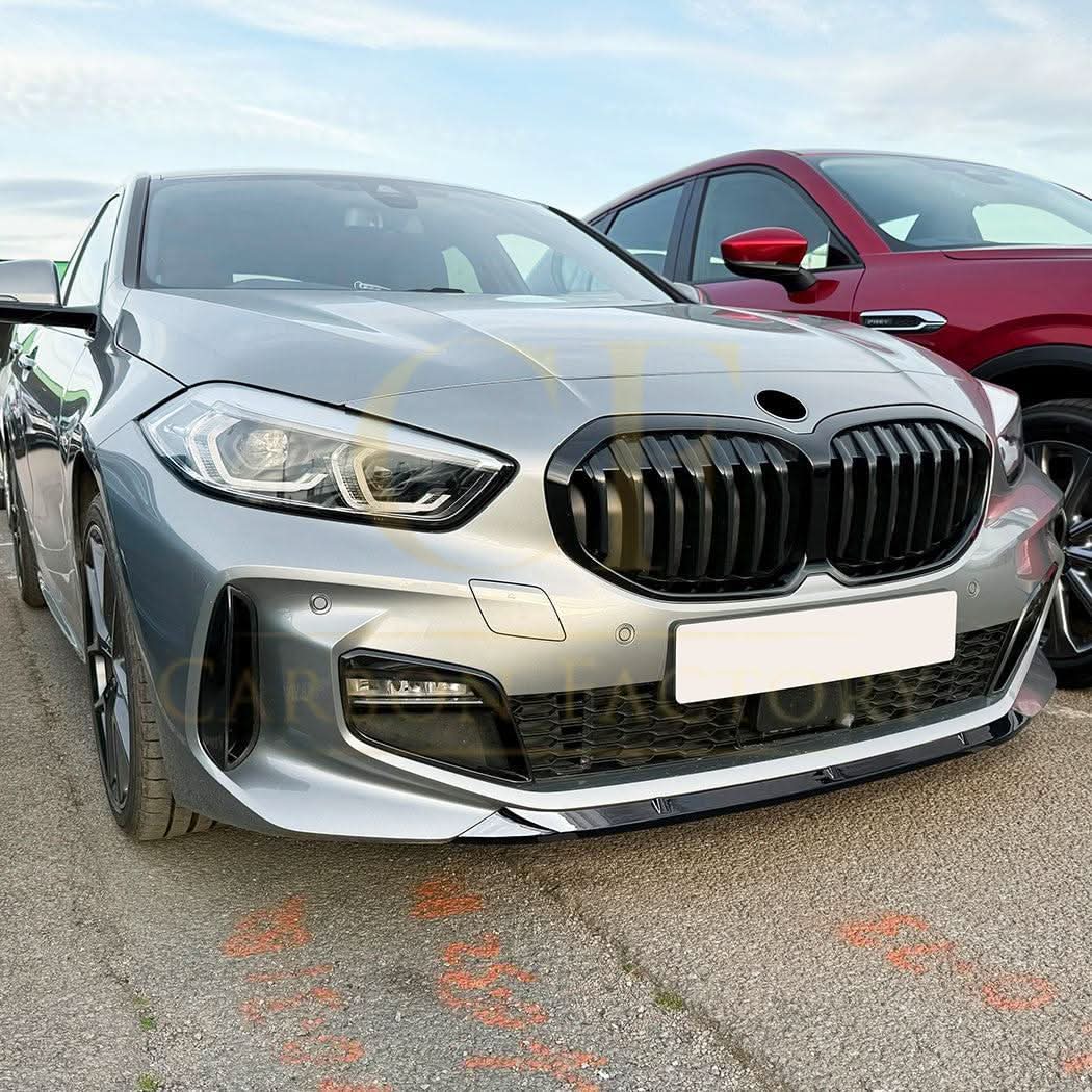 V Style Gloss Black Front Splitter for BMW F40 1 Series 19-24 - Carbon Factory
