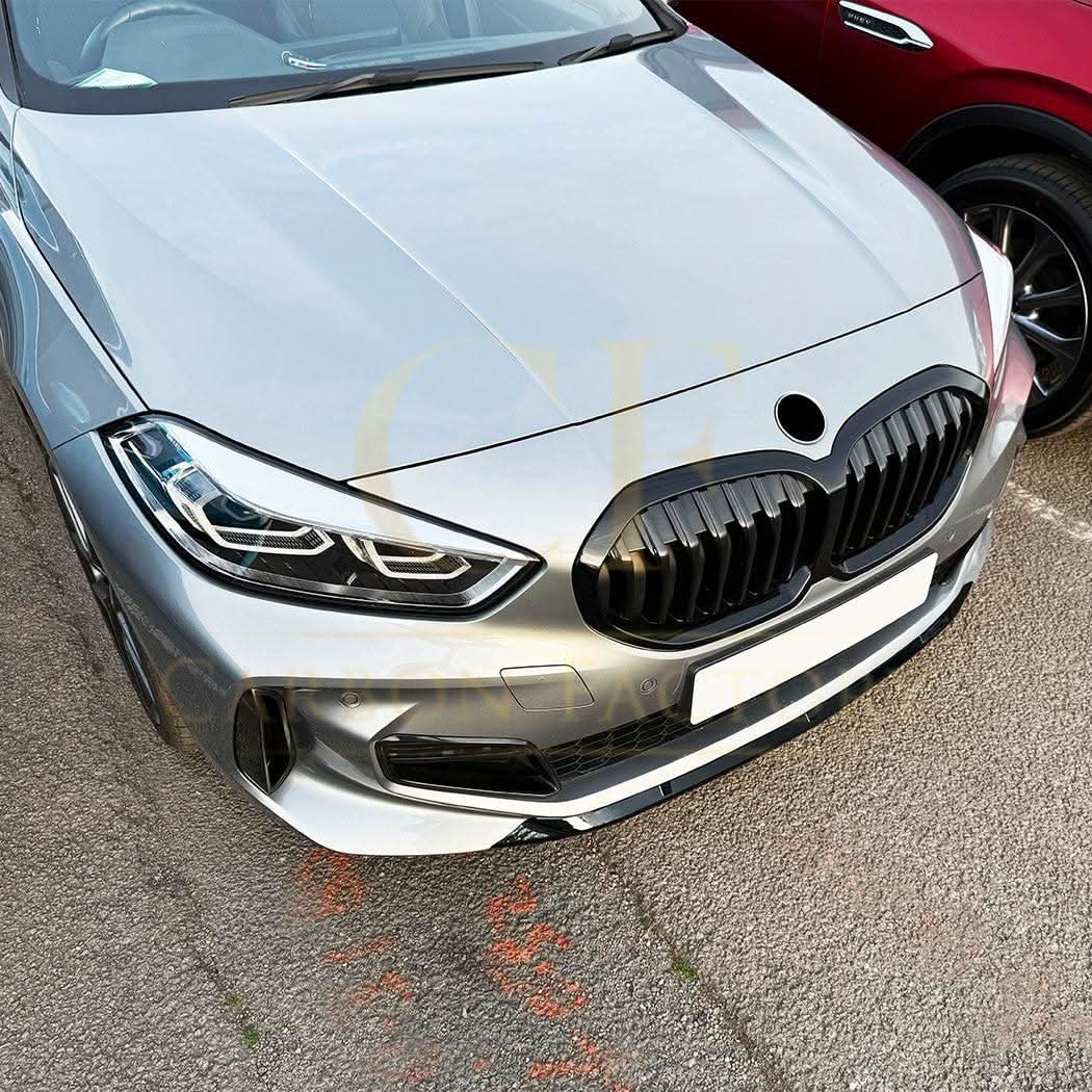 V Style Gloss Black Front Splitter for BMW F40 1 Series 19-24 - Carbon Factory