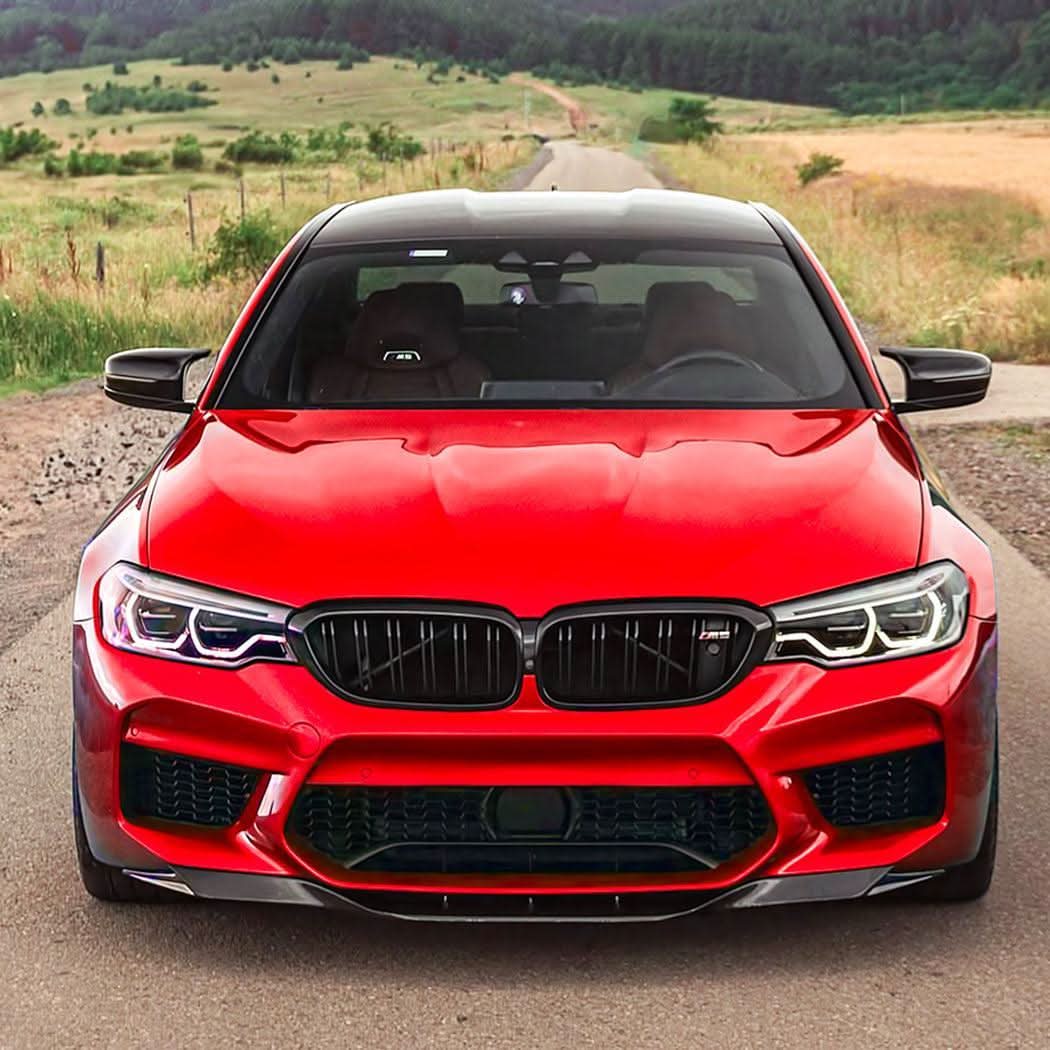 V Style Gloss Black Front Splitter for BMW F90 M5 17-20 - Carbon Factory
