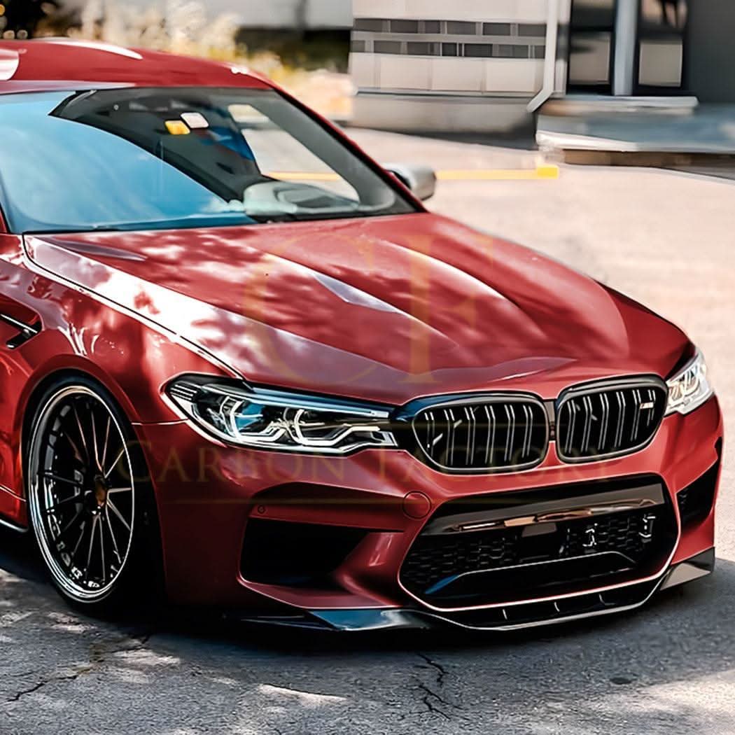 V Style Gloss Black Front Splitter for BMW F90 M5 17-20 - Carbon Factory