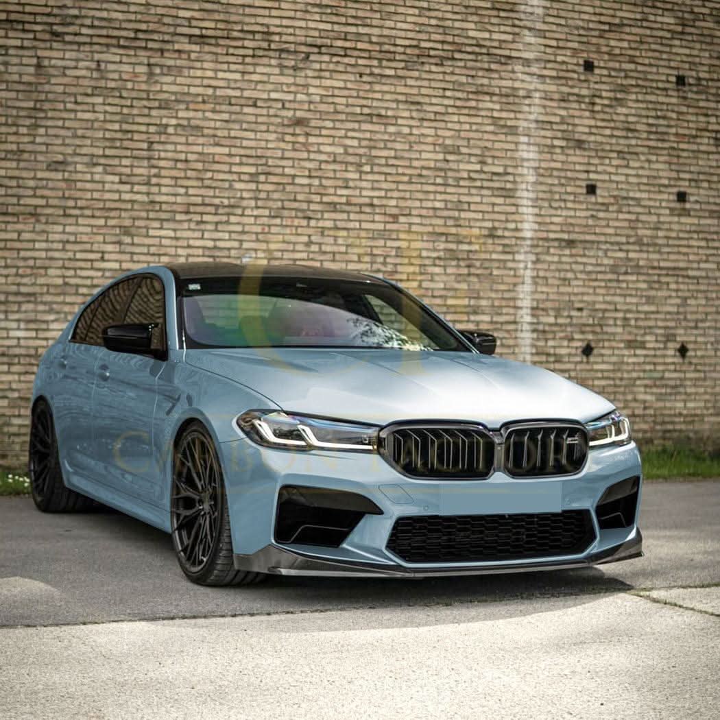 V Style Gloss Black Front Splitter for BMW F90 M5 21-24 - Carbon Factory