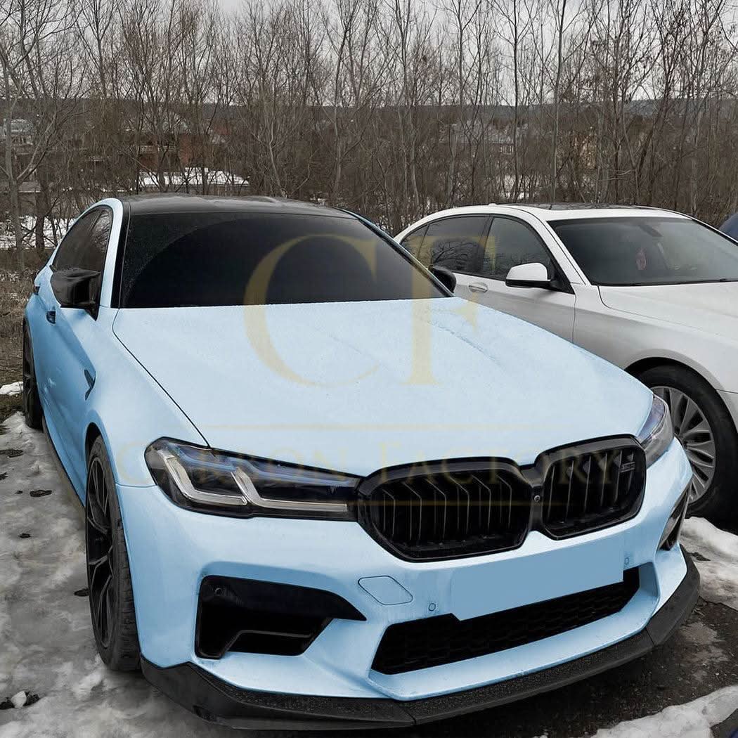 V Style Gloss Black Front Splitter for BMW F90 M5 21-24 - Carbon Factory